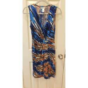 Vtg 90's Art To Wear Splash Dress Robbie Bee Faux Wrap Medium‎